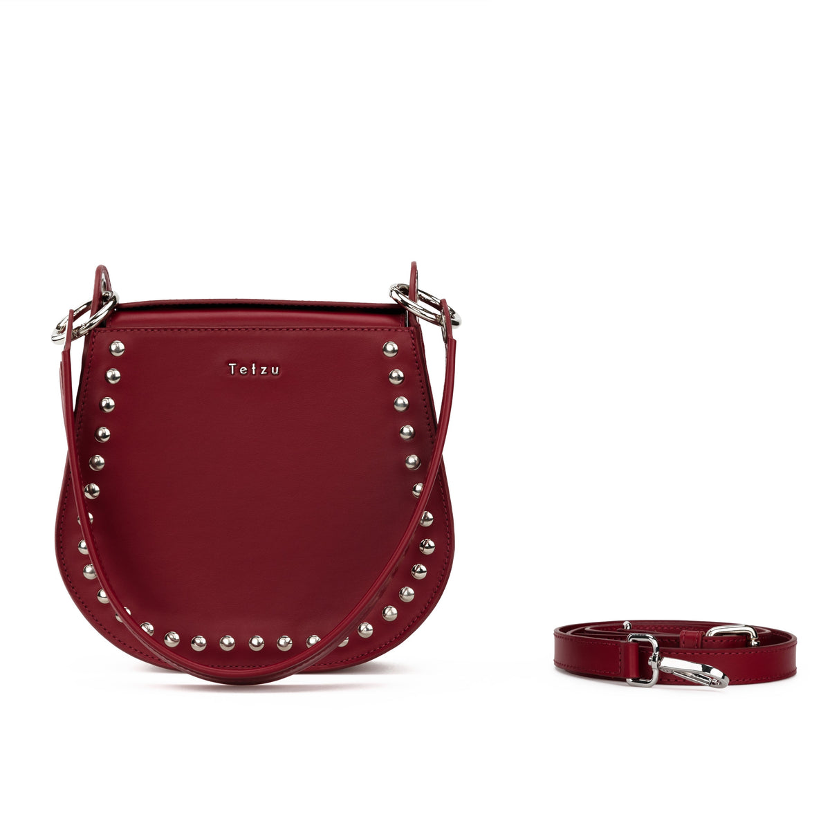 Misu leather crossbody Handbag - Cherry Red