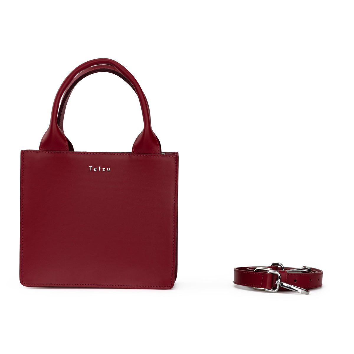 Cubo Mini Leather Crossbody Bag – Cherry Red