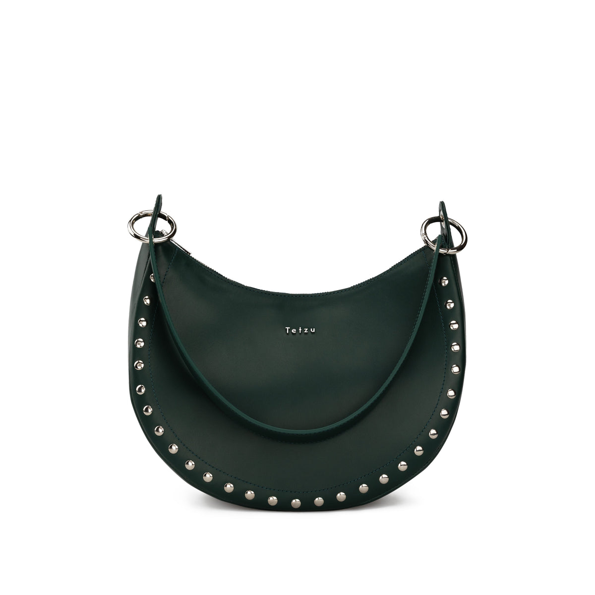 Moonstud Studded Leather Shoulder Bag - Mystic Green